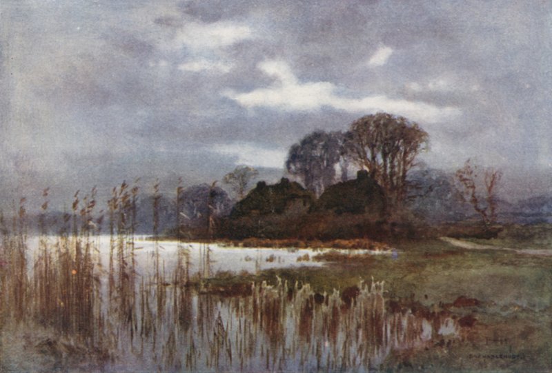 Mølledammen, Beaulieu (farve litho) af Ernest William Haslehust
