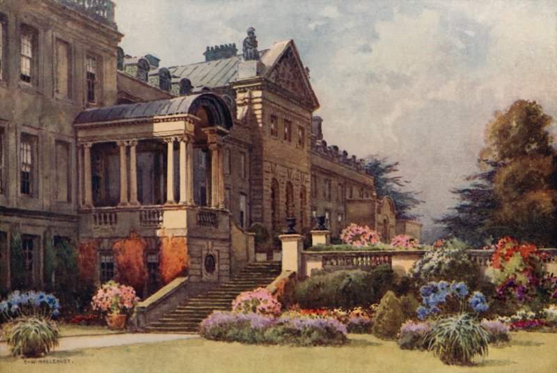 Welbeck Abbey (farve litho) af Ernest William Haslehust