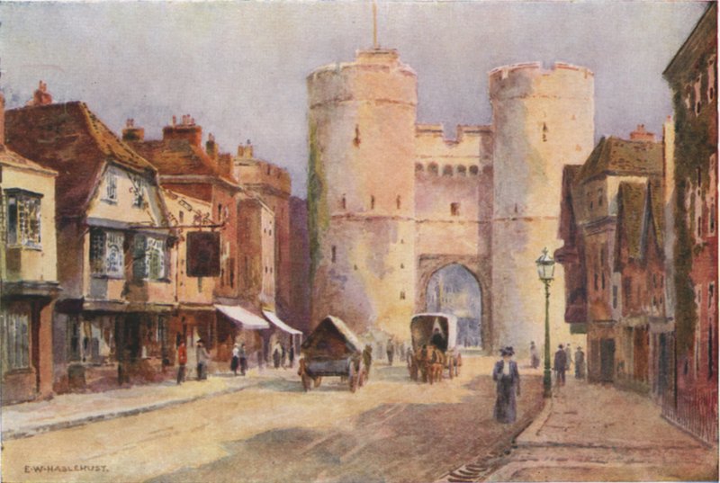 Westgate (farve litho) af Ernest William Haslehust