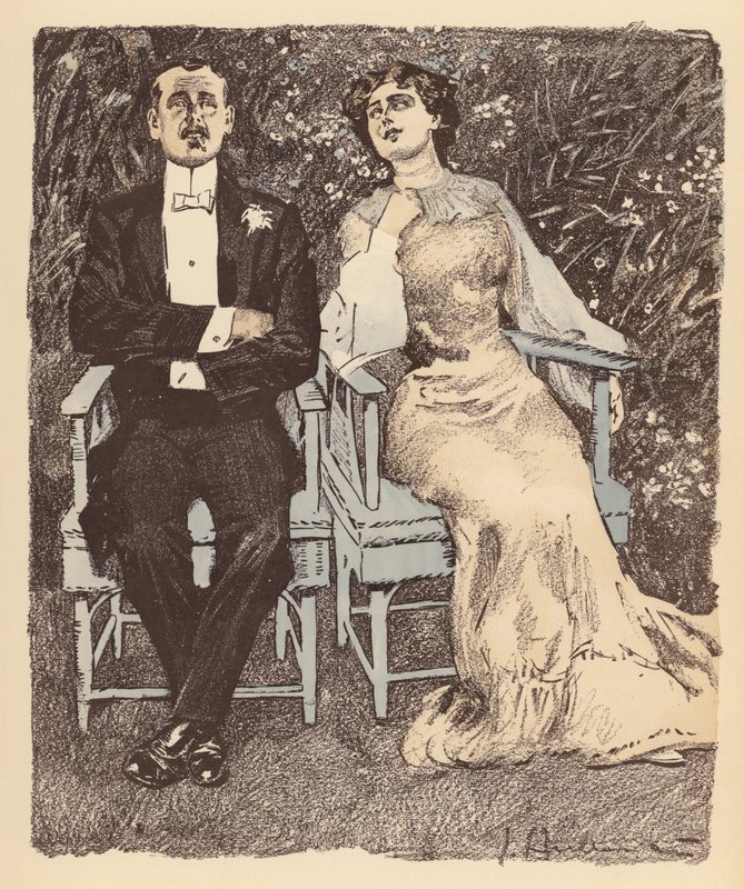 Illustration til Berliner Balle von Rideamus (farvelitografi) af Ernst (after) Heilemann