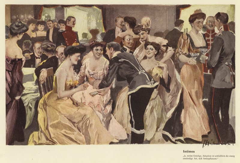 Intimes (farve litho) af Ernst (after) Heilemann