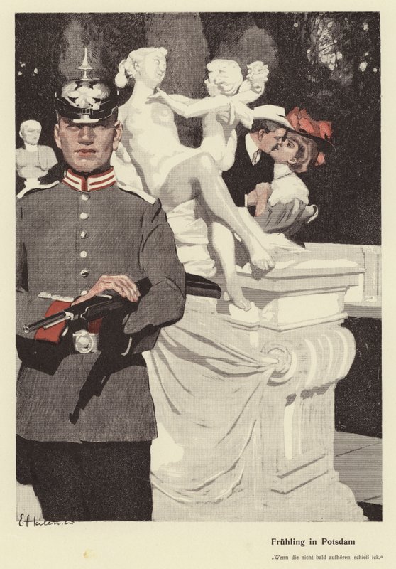 Forår i Potsdam (farve litho) af Ernst (after) Heilemann