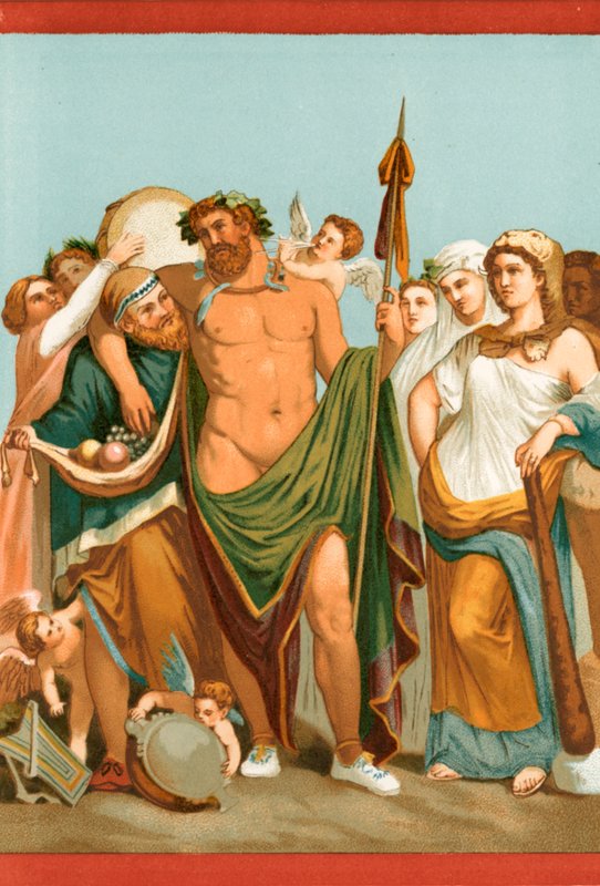 Hercules og Omphale, fra et pompeiansk maleri af Etienne Antoine Eugene Ronjat
