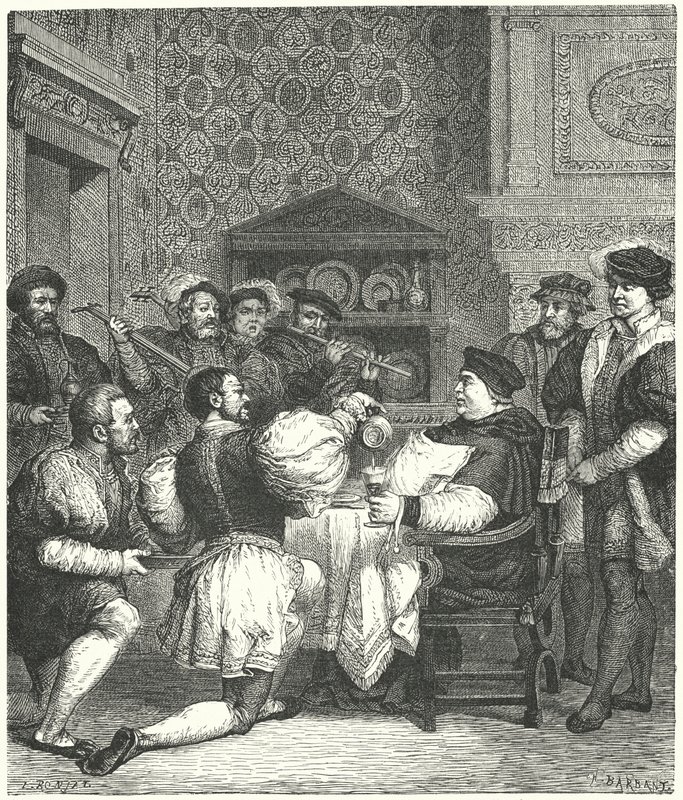 Kardinal Wolsey bliver underholdt derhjemme af Etienne after Ronjat