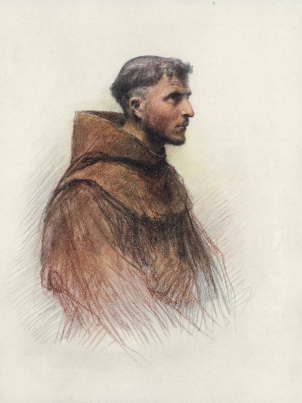 Broder Masseo (farvelitografi) af Eugene (after) Burnand