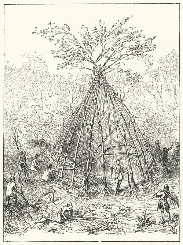 Tidlig menneskelig bolig af Eugene Emmanuel after Viollet le Duc