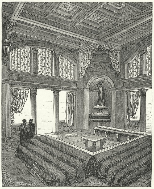 Triclinium, formel spisestue i en romersk bygning af Eugene Emmanuel after Viollet le Duc