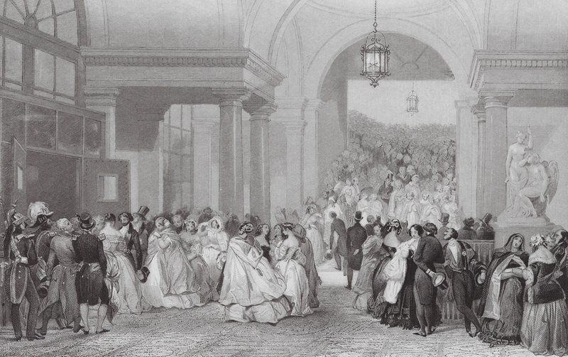 Forlader operaen (gravering) af Eugene Louis (after) Lami