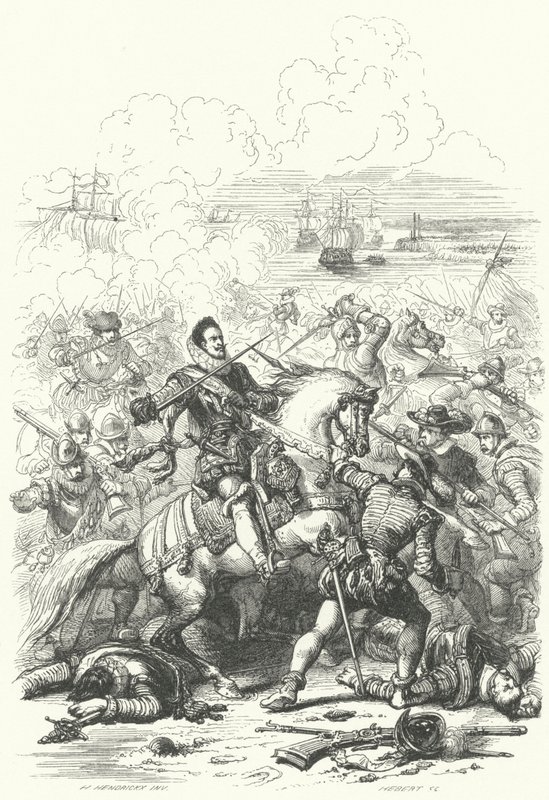 Ærkehertug Albert VII af Østrig, guvernør i de spanske Nederlande, i slaget ved Nieuwpoort, 1600 af European School