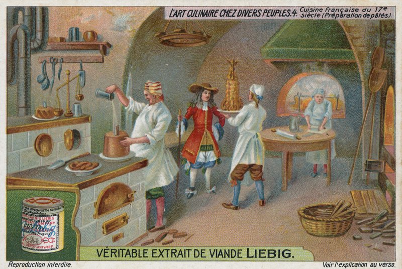 Making pates in a French kitchen, 17th Century  af European School