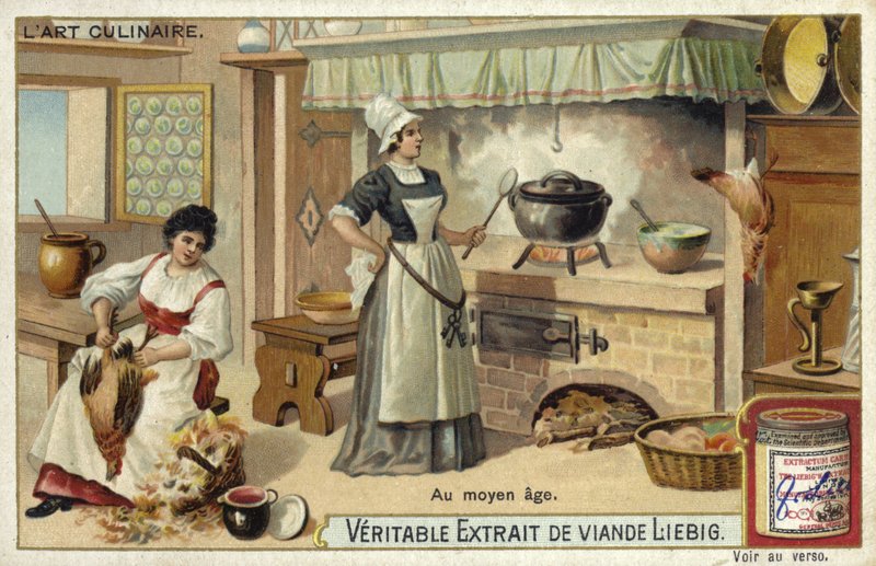 Medieval kitchen  af European School
