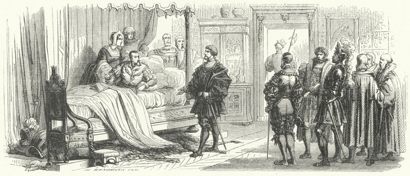 Møde mellem den hellige romerske kejser Karl V og hans fange, kong Frans I af Frankrig, i Madrid, 1525 af European School