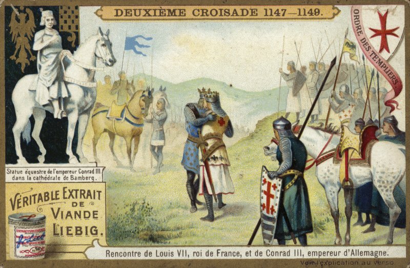Meeting of Louis VII, King of France, and Conrad III, Emperor of Germany, Second Crusade, 1147-1149  af European School