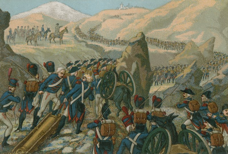 Napoleons hær krydser Great St Bernard Pass ind i Italien, maj 1800 af European School