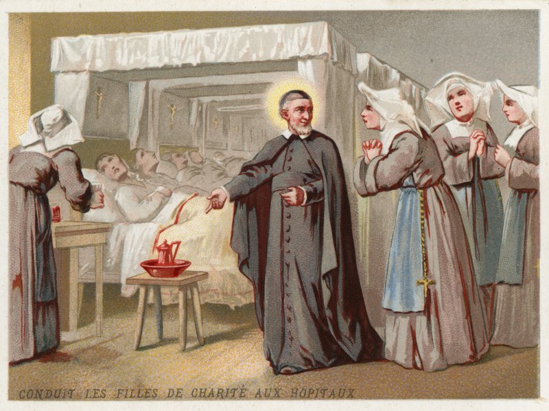 St. Vincent de Paul, der leder The Daughters of Charity for at hjælpe på et hospital af European School