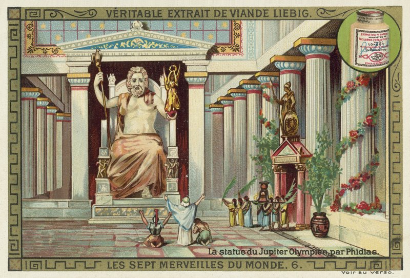 Statue af Zeus i Olympia, Grækenland, af Phidias af European School
