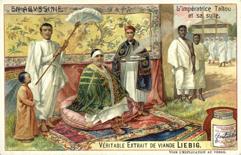 Taytu Betul, Empress Consort of Ethiopia, and her retinue  af European School