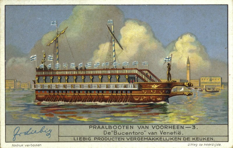 The Bucentaur, state galley of the Doges of Venice  af European School