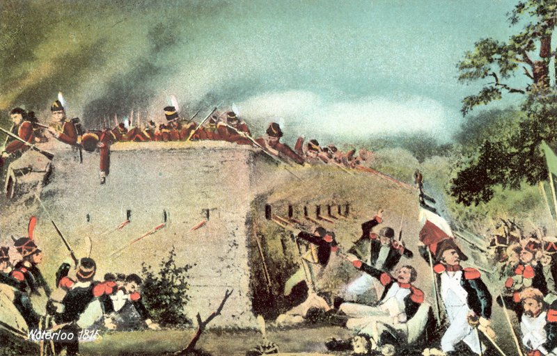 Waterloo 1815, angreb på slottet Hougoumont af fransk infanteri af European School
