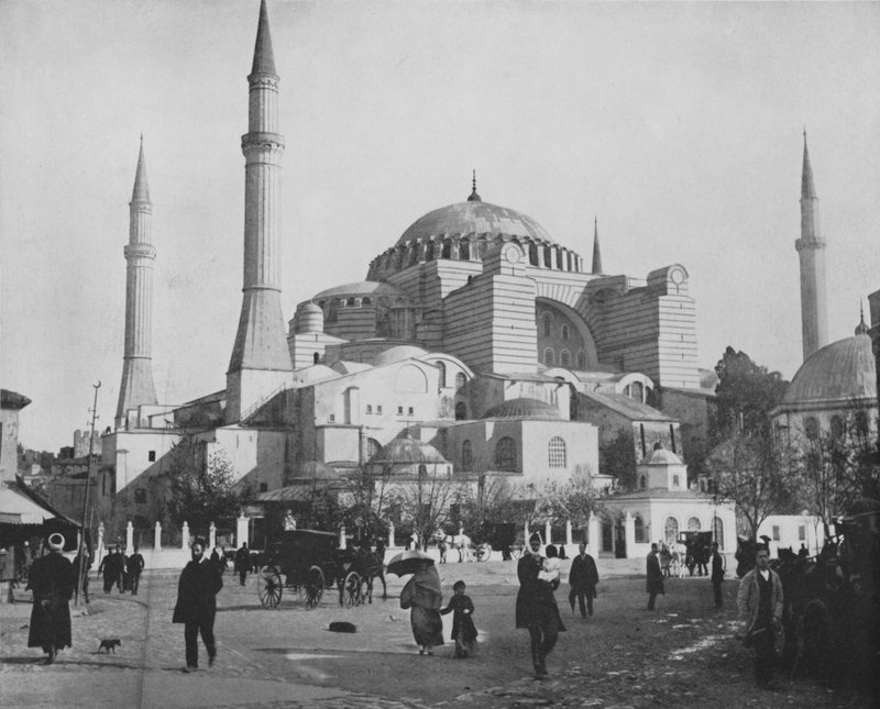 Moskeen i St. Sofia, Konstantinopel (s/h foto) af European Photographer