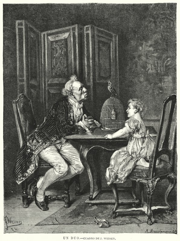 En duet (litho) af European School