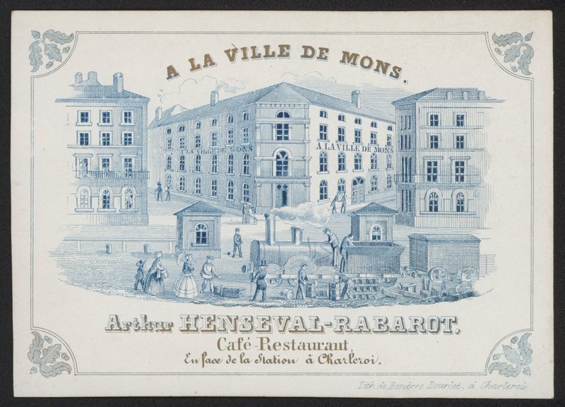A La Ville De Mons, Arthur Henseval-Rabarot, Cafe Restaurant (gravering) af European School