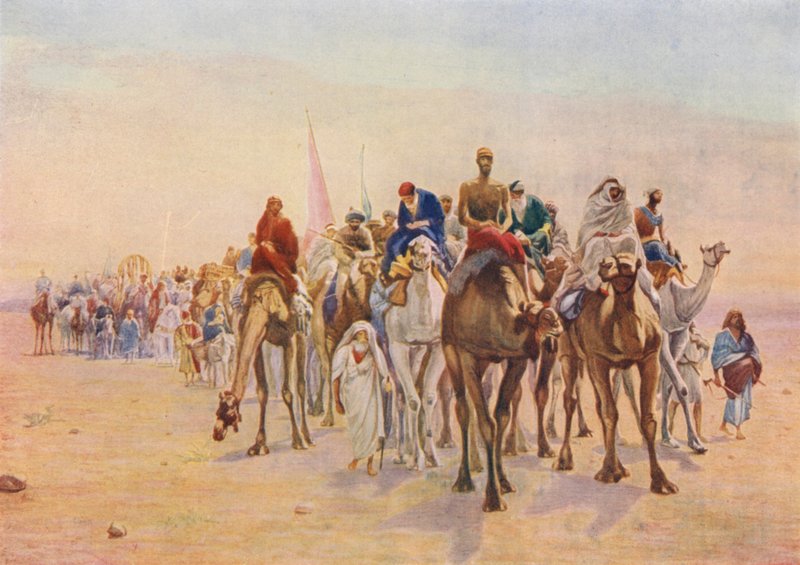 En pilgrimsrejse til Mekka (farvelitografi) af European School