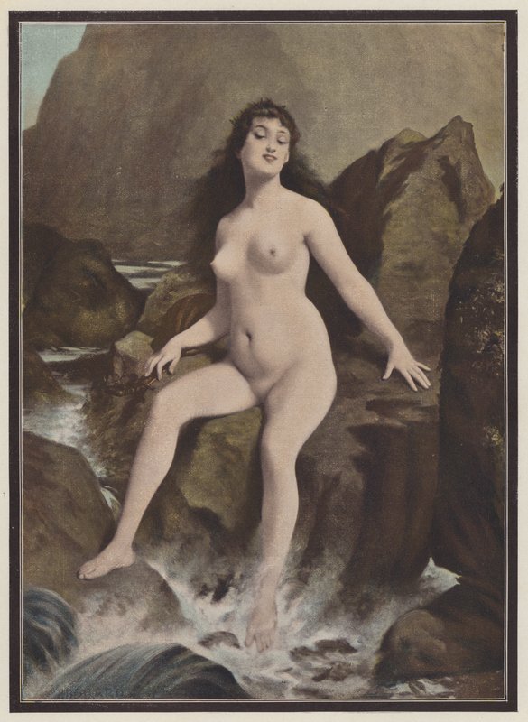 En sirene, et væsen fra græsk mytologi (farve litho) af European School