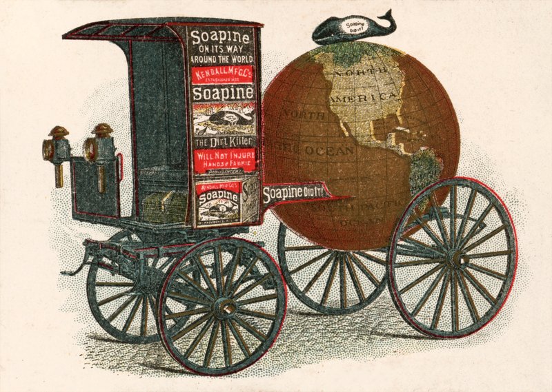 Annonce for Soapine, "The Dirt Killer" - et amerikansk rengøringsprodukt fra det 19. århundrede (chromolitho) af European School