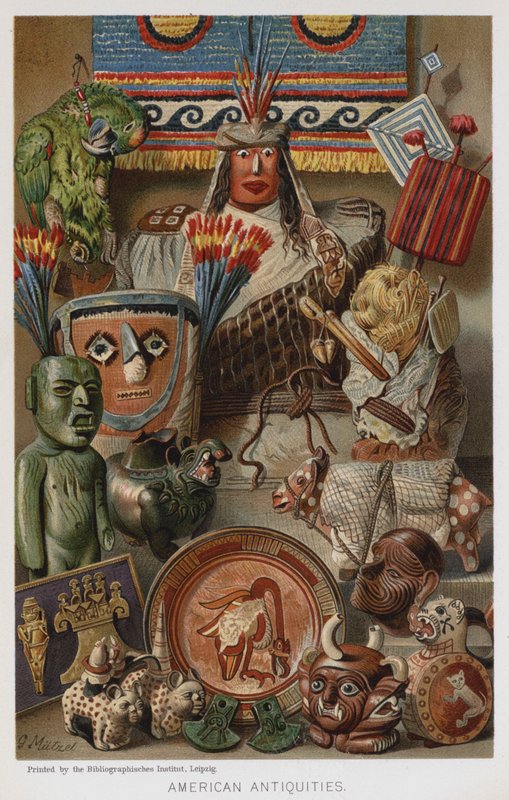 Amerikanske antikviteter (chromolitho) af European School