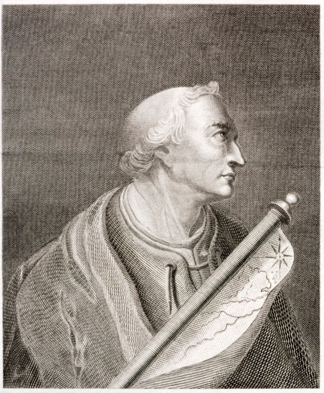 Amerigo Vespucci, italiensk navigatør og opdagelsesrejsende (gravering) af European School