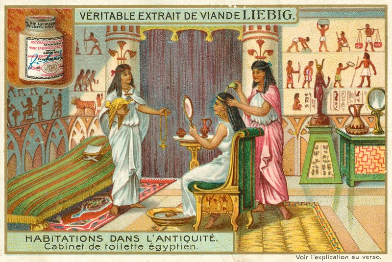 Gammelt egyptisk omklædningsrum (chromolitho) af European School