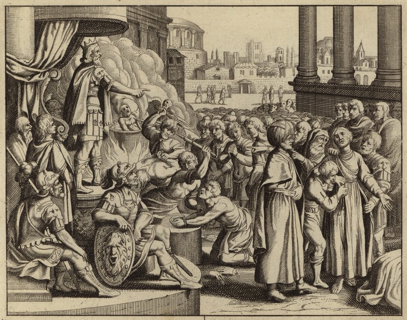 Antiochos og martyrdøden for kvinden med syv sønner (gravering) af European School
