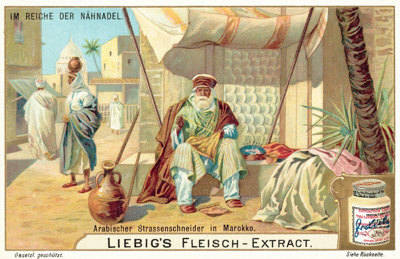 Arabisk gadeskrædder i Marokko (chromolitho) af European School