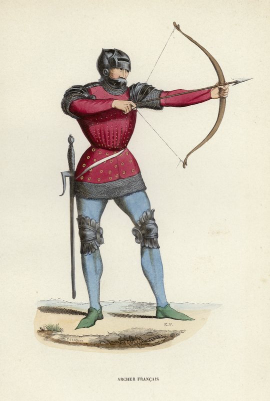 Archer Francais (farvet gravering) af European School