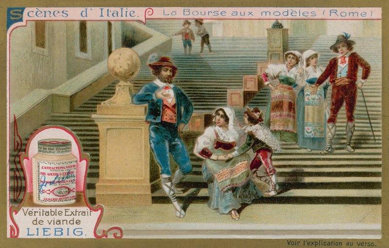 Kunstnere modellerer på Den Spanske Trappe i Rom af European School