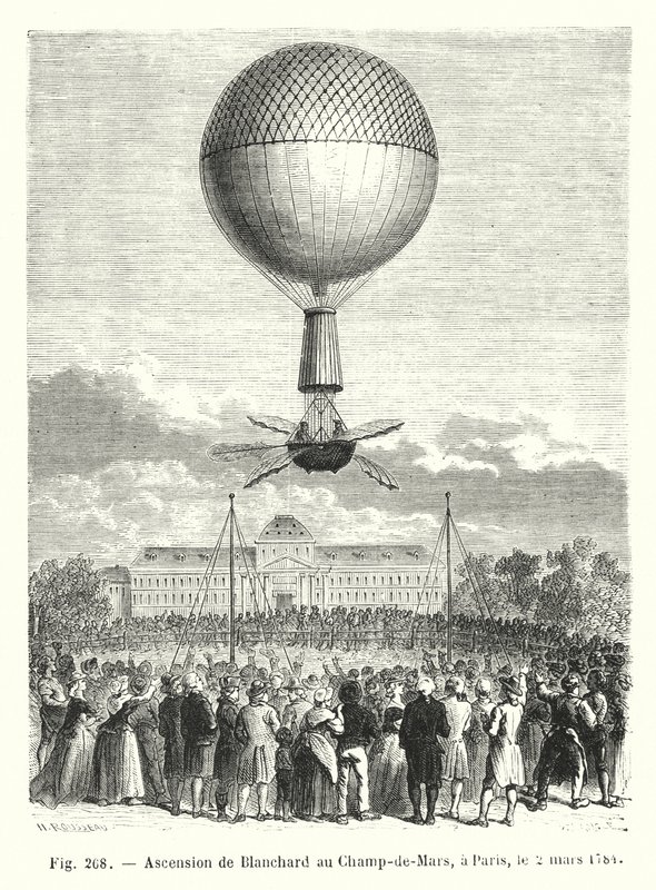 Bestigning af Blanchard til Champ-de-Mars, i Paris, 2. marts 1784 af European School