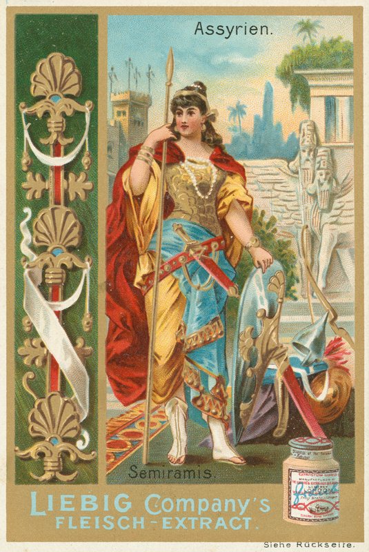 Assyrien, Semiramis, Liebig-kort, begyndelsen af det 20. århundrede (chromo) af European School