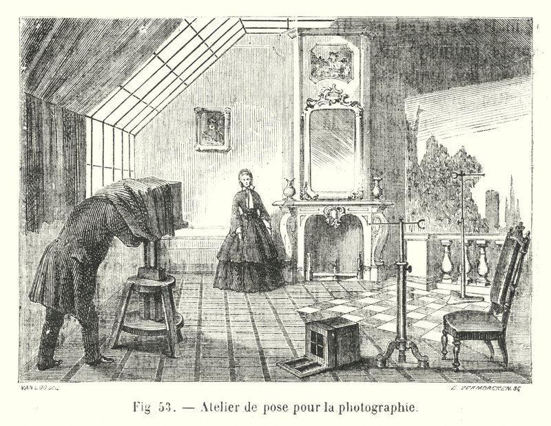 Poseringsværksted til fotografering (gravering) af European School