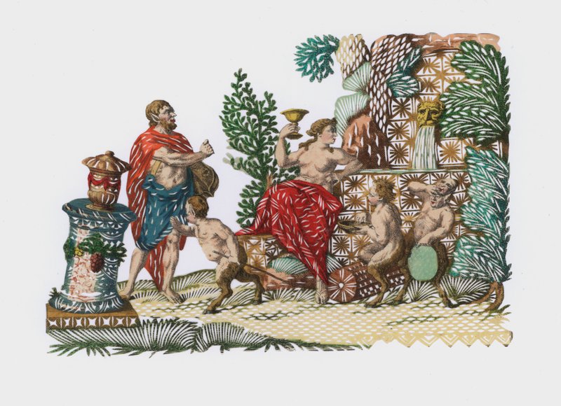 Bacchus og Ariadne (farvet gravering) af European School