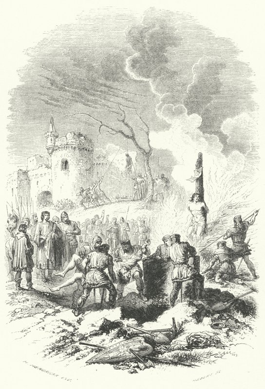 Baldwin V, greve af Hainaut, genopretter orden i sin fars lande (gravering) af European School