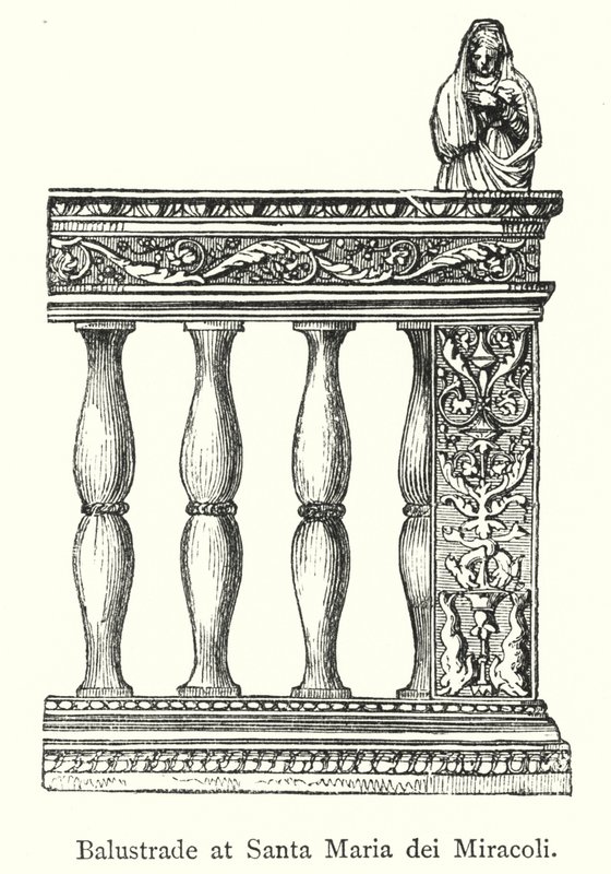 Balustrade ved Santa Maria dei Miracoli (gravering) af European School