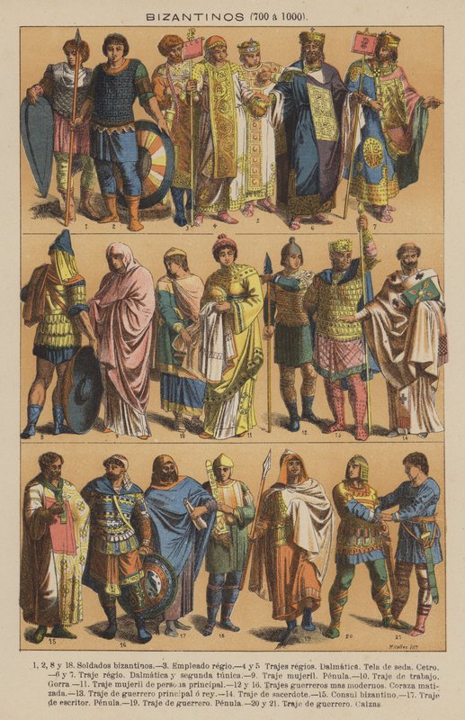 Byzantinere, 700 til 1000 (farve litho) af European School