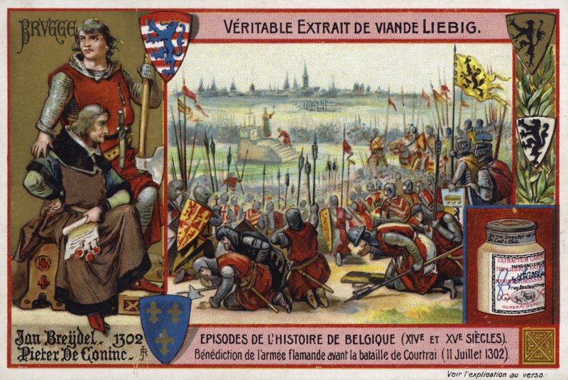 Blessing of the Flemish army before the Battle of Courtrai, 1302  af European School