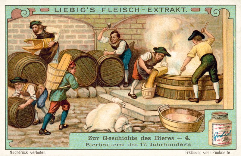 Bryggeri fra det 17. århundrede (chromolitho) af European School