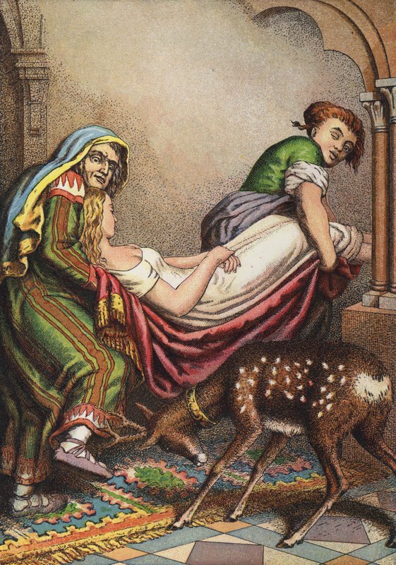 Bror og søster (farve litho) af European School