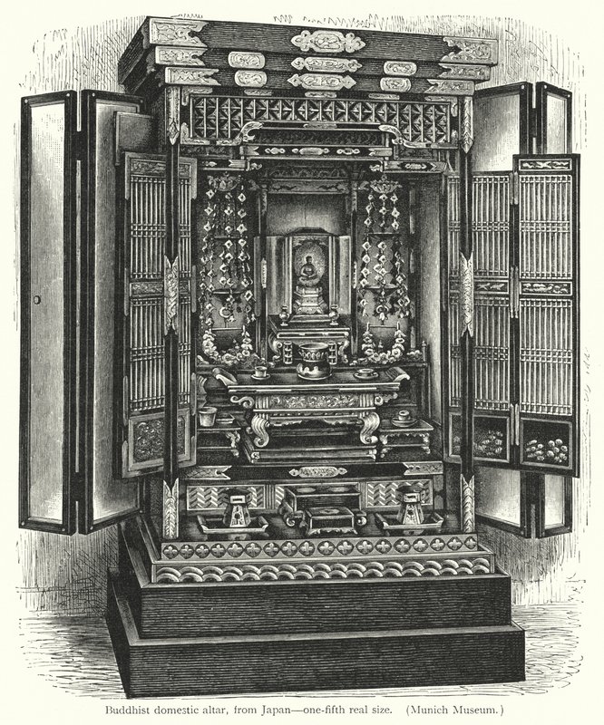 Buddhistisk husalter, fra Japan (gravering) af European School