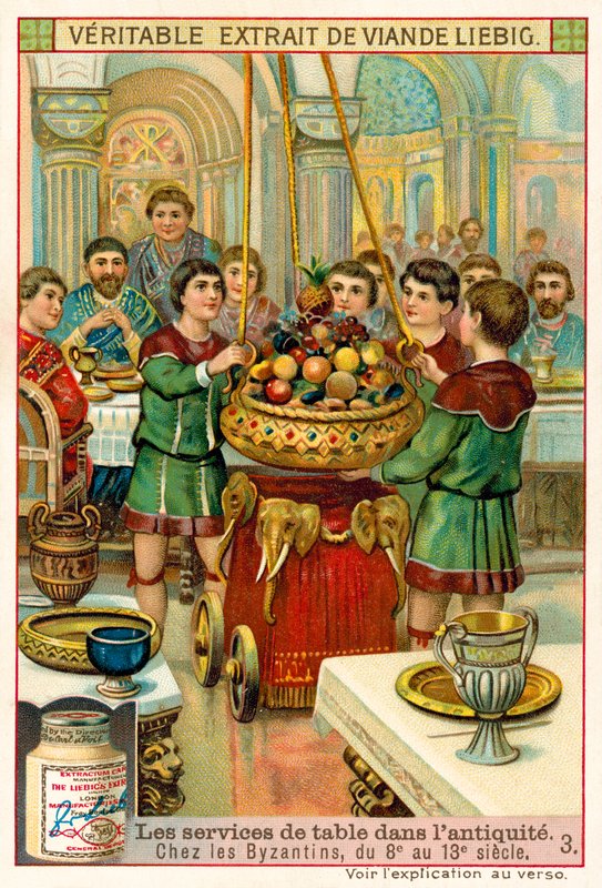 Byzantinsk service, 8.-13. århundrede (chromolitho) af European School