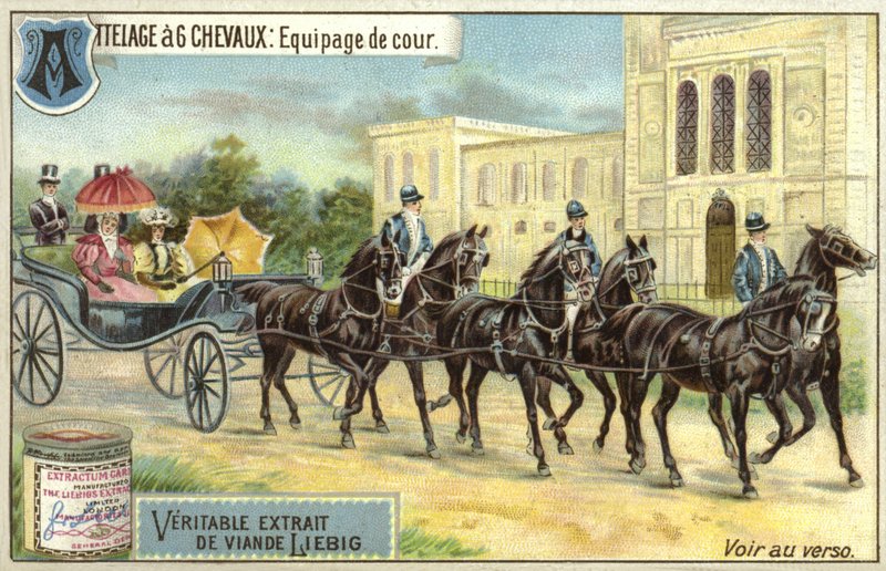 Carriage drawn by six horses  af European School