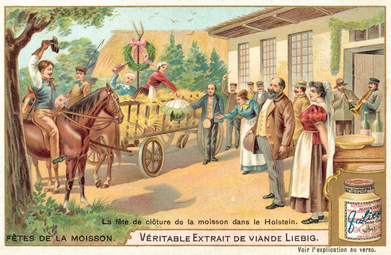 Fejrer afslutningen på høsten i Holsten, Tyskland (chromolitho) af European School